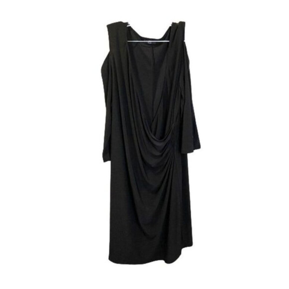 JBS Women Surplice Neckline‎ Cold Shoulder Pearl Accent Ruched Dress